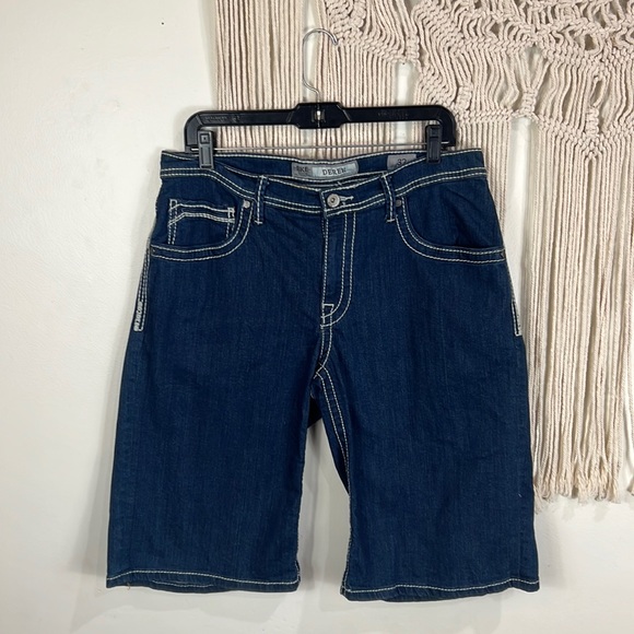 New Mens BKE Denim Jean Shorts Size 32 Blue Zippered Derek dark wash cotton - Picture 2 of 3